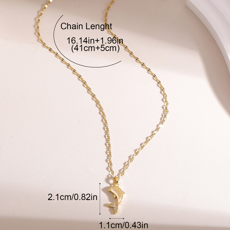 Fashion Gold Copper Set Zirconium Dolphin Necklace,Necklaces