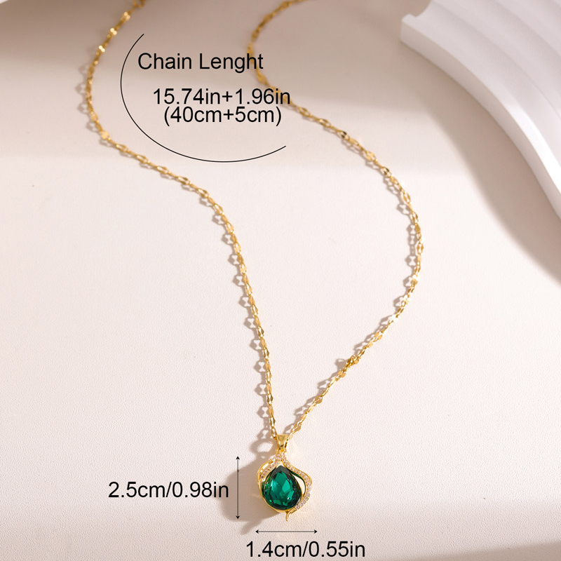Fashion Gold Copper Inlaid Zirconium Drop-shaped Necklace,Necklaces