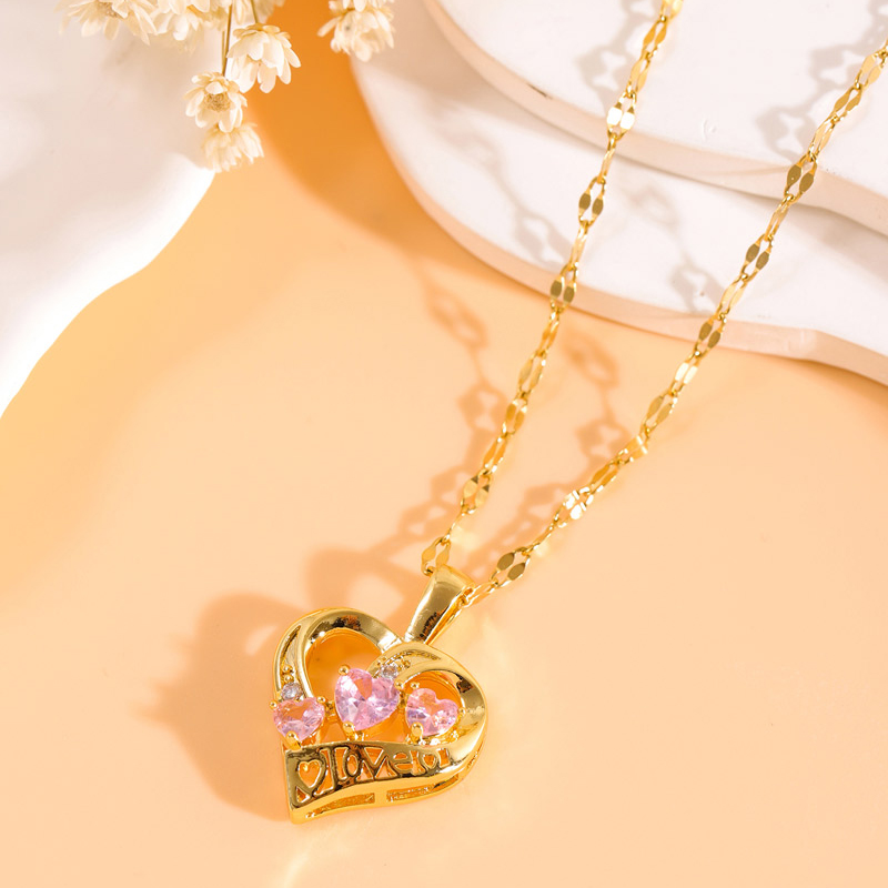 Fashion Gold Copper Diamond Love Necklace,Necklaces