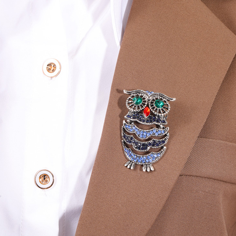 Fashion Silver Alloy Diamond Owl Brooch,Korean Brooches