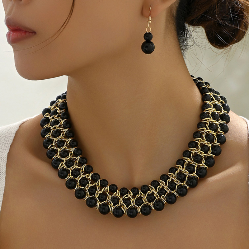 Fashion Gold Alloy Geometric Ball Necklace And Earrings Set,Jewelry Sets