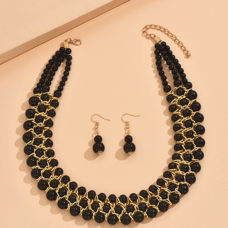 Fashion Gold Alloy Geometric Ball Necklace And Earrings Set,Jewelry Sets