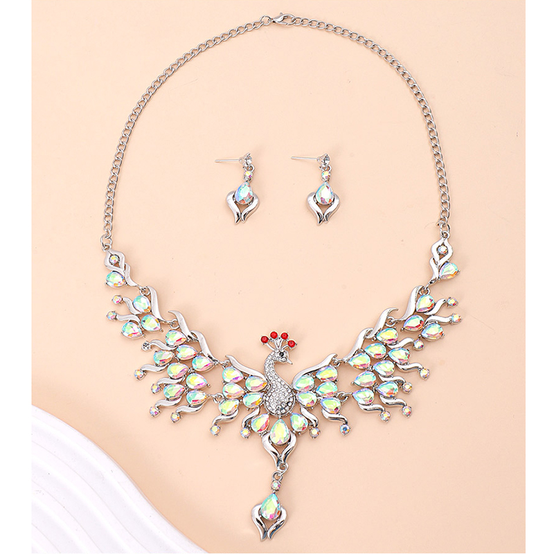 Fashion Black Alloy Inlaid Diamond Necklace And Earrings Set,Jewelry Sets