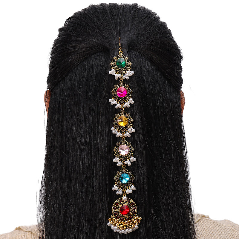 Fashion Gold Alloy Diamond Geometric Drop Head Chain,Hairpins