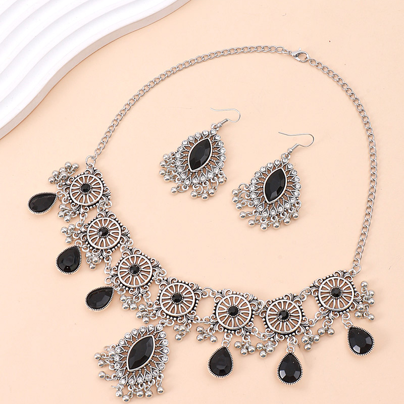 Fashion Blue Alloy Diamond Earrings Necklace And Earrings Set,Jewelry Sets