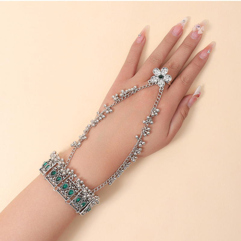 Fashion Silver Alloy Diamond Flower Drop Tassel Mitten Bracelet,Fashion Rings