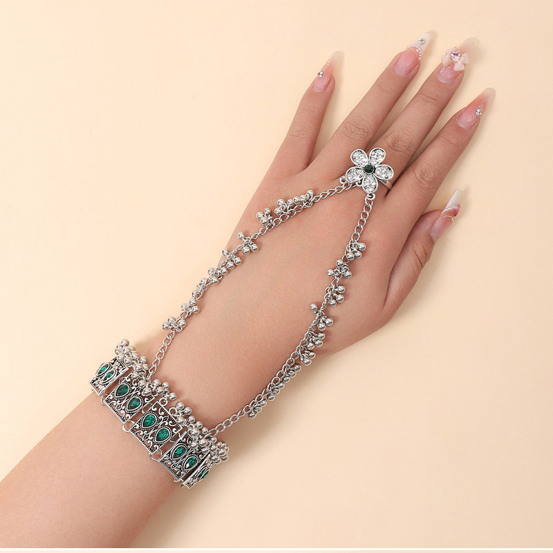Fashion Silver Alloy Diamond Flower Drop Tassel Mitten Bracelet,Fashion Rings