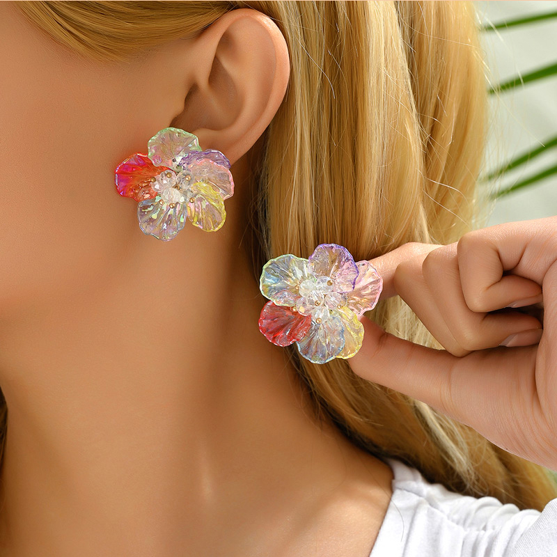 Fashion Color Acrylic Flower Earrings,Stud Earrings