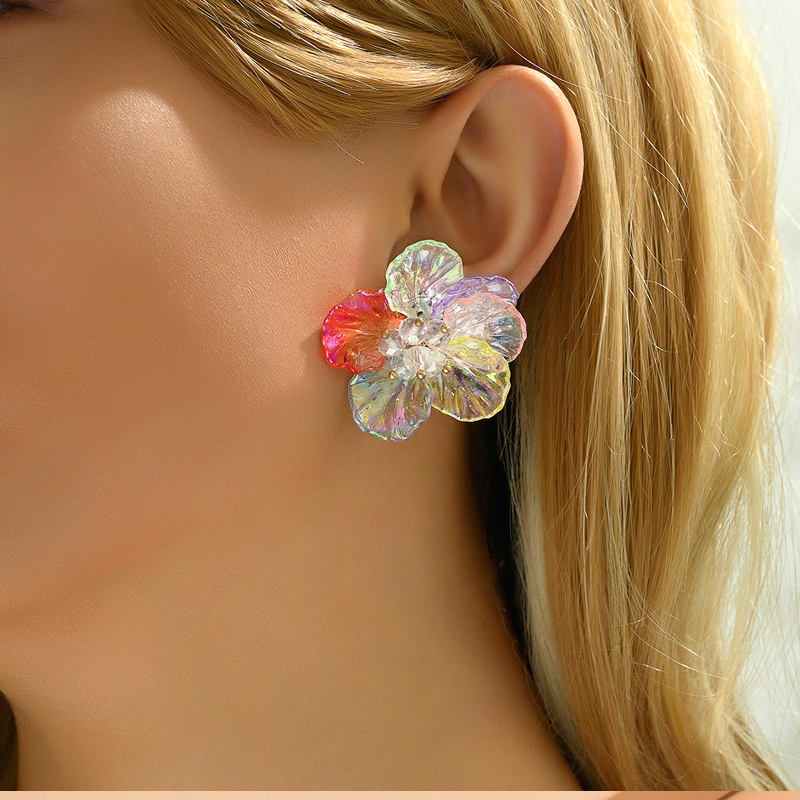 Fashion Color Acrylic Flower Earrings,Stud Earrings