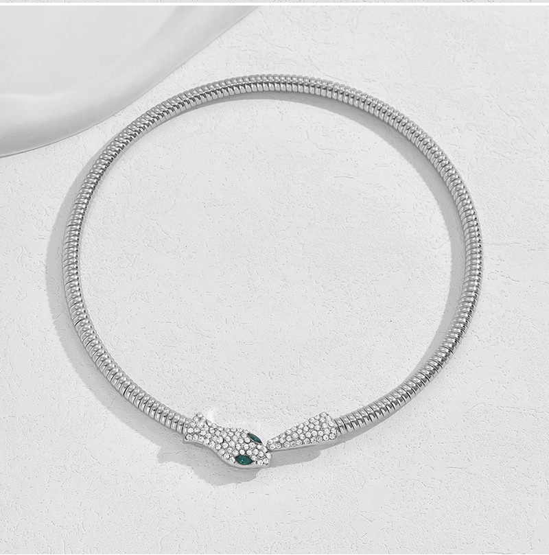Fashion Silver Alloy Diamond Snake Necklace,Chokers