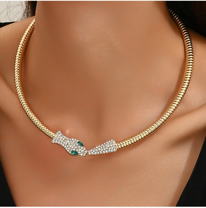 Fashion Silver Alloy Diamond Snake Necklace,Chokers