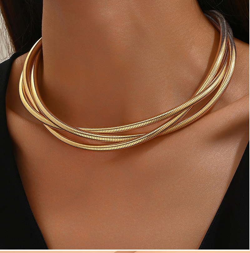 Fashion Gold Alloy Snake Bone Wrapped Collar,Chokers