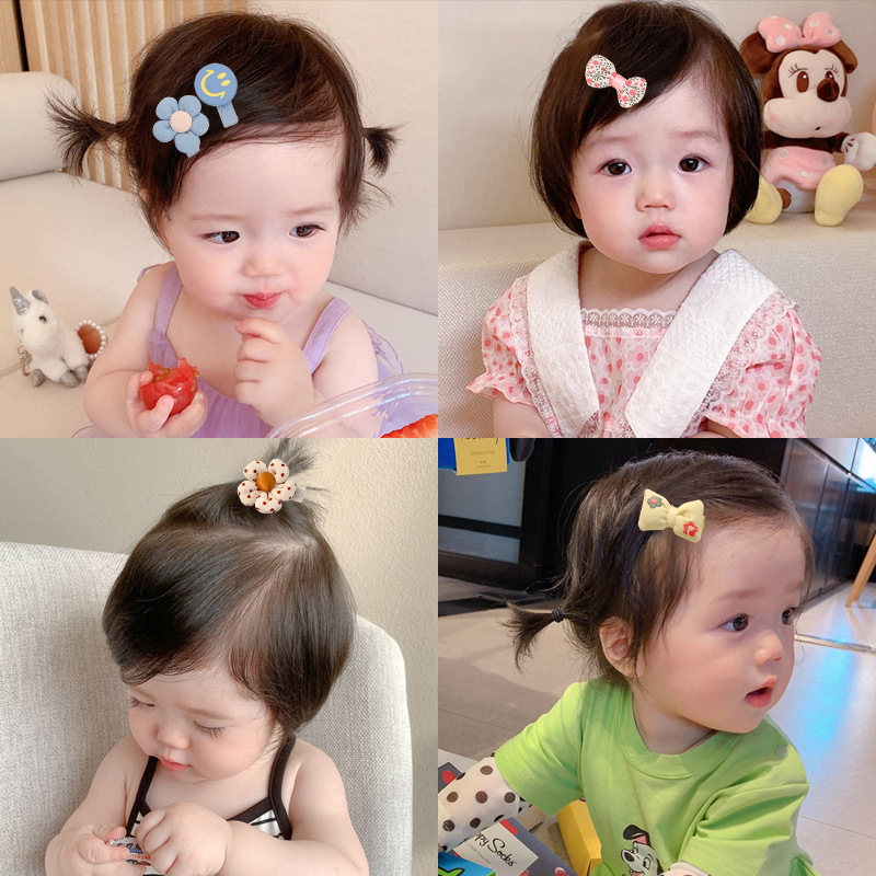 Fashion Yellow Pineapple 5-piece Set Fabric Bow Flower Pineapple Childrens Hair Clip Set,Kids Accessories