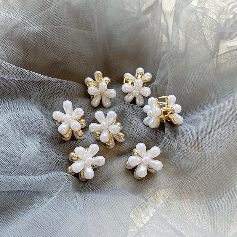 Fashion Gold Set Of 6 Pearl Flower Clip Childrens Set Of 6,Kids Accessories