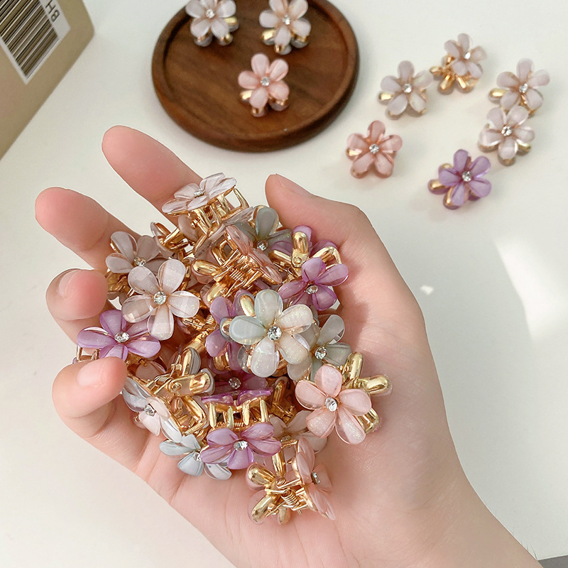 Fashion Purple Flower Set 5 Pieces Alloy Diamond Flower Childrens Gripper,Kids Accessories