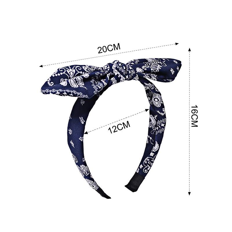 Fashion Navy Blue Knotted Style Fabric Printed Knotted Wide-brimmed Headband,Head Band