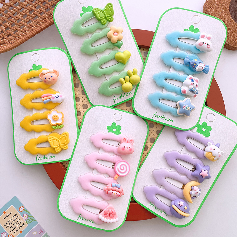 Fashion Yellow Alloy Oil Dripping Wavy Childrens Hair Clip Set,Kids Accessories