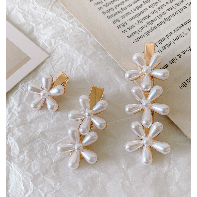 Fashion A Flower Duckbill Clip Set Of 8 Pieces Pearl Flower Hairpin Set Of 8 Pieces,Kids Accessories