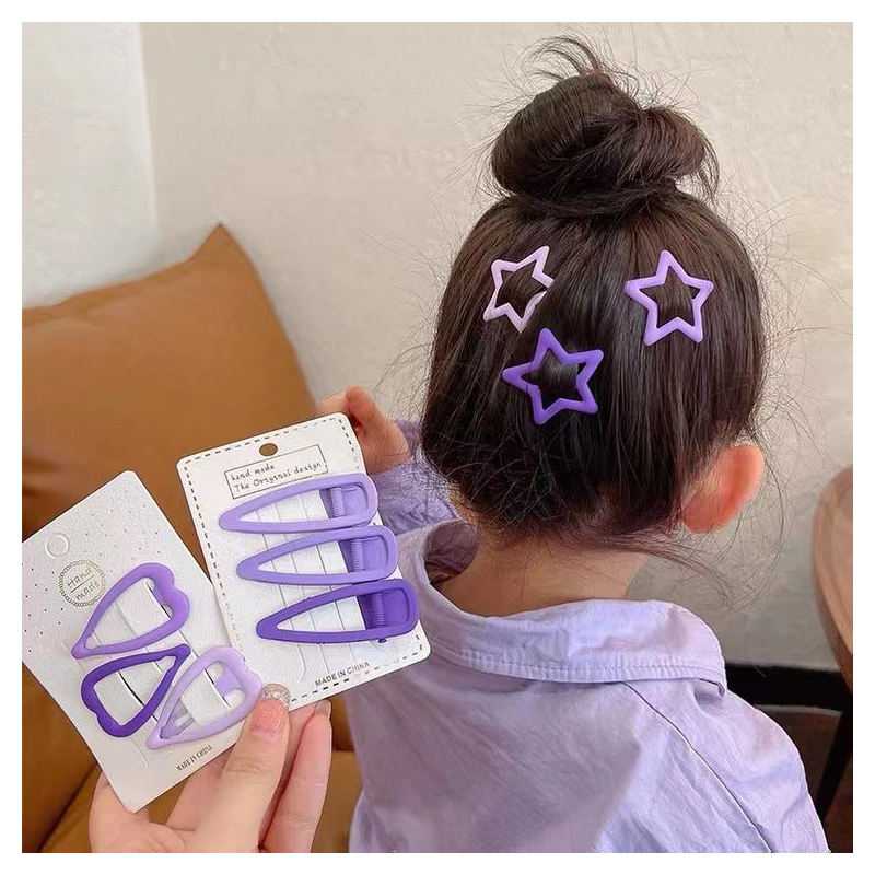 Fashion Three Pieces Of Purple Water Drop Clips Alloy Drop-shaped Childrens Hair Clip Set,Kids Accessories
