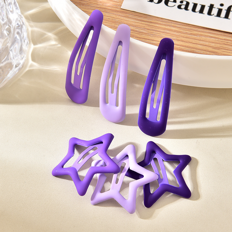 Fashion Three Purple Five-pointed Star Clips Alloy Five-pointed Star Hair Clip Set,Kids Accessories