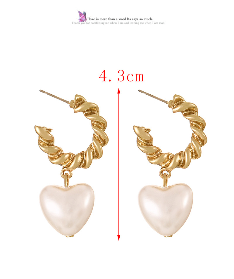 Fashion Gold Alloy Pearl Love Pendant Twist Earrings Earrings,Hoop Earrings