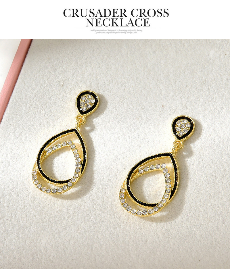 Fashion Gold Alloy Diamond-encrusted Oil And Water Drop Earrings,Drop Earrings