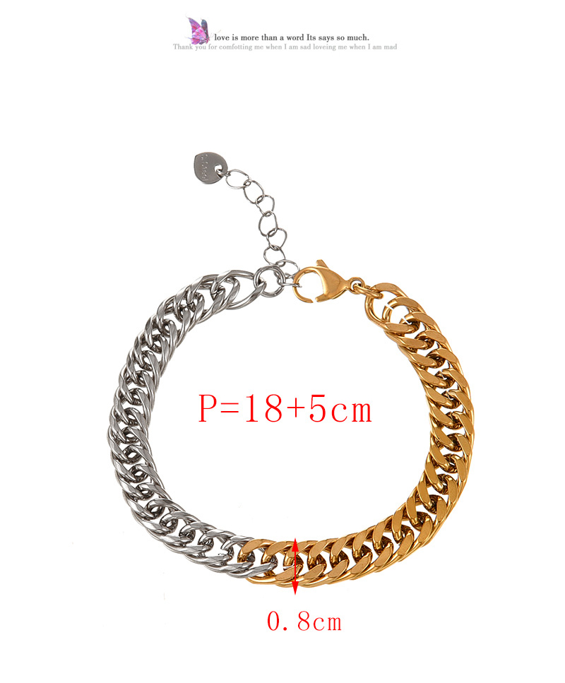 Fashion Gold Titanium Steel Color Block Thick Chain Bracelet,Necklaces