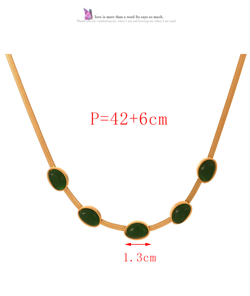 Fashion Dark Green Titanium Steel Irregular Turquoise Snake Bone Chain Necklace,Necklaces