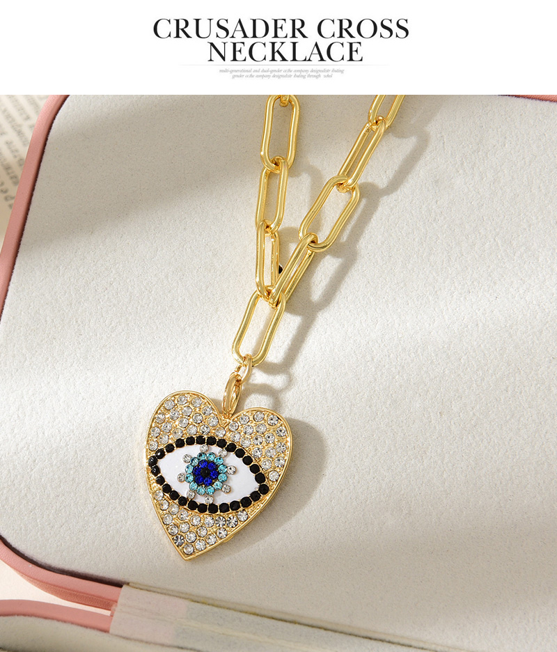 Fashion Gold Alloy Diamond Love Drop Eye Pendant Thick Chain Necklace,Pendants