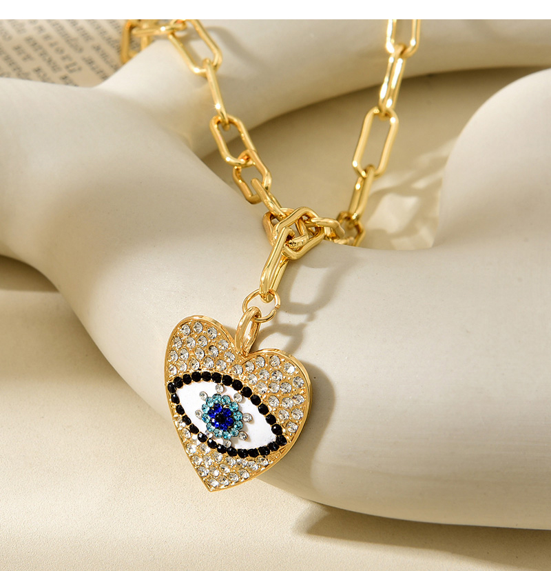 Fashion Gold Alloy Diamond Love Drop Eye Pendant Thick Chain Necklace,Pendants
