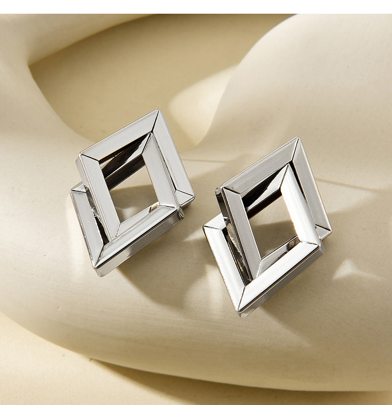 Fashion Silver Alloy Rhombus Earrings,Stud Earrings