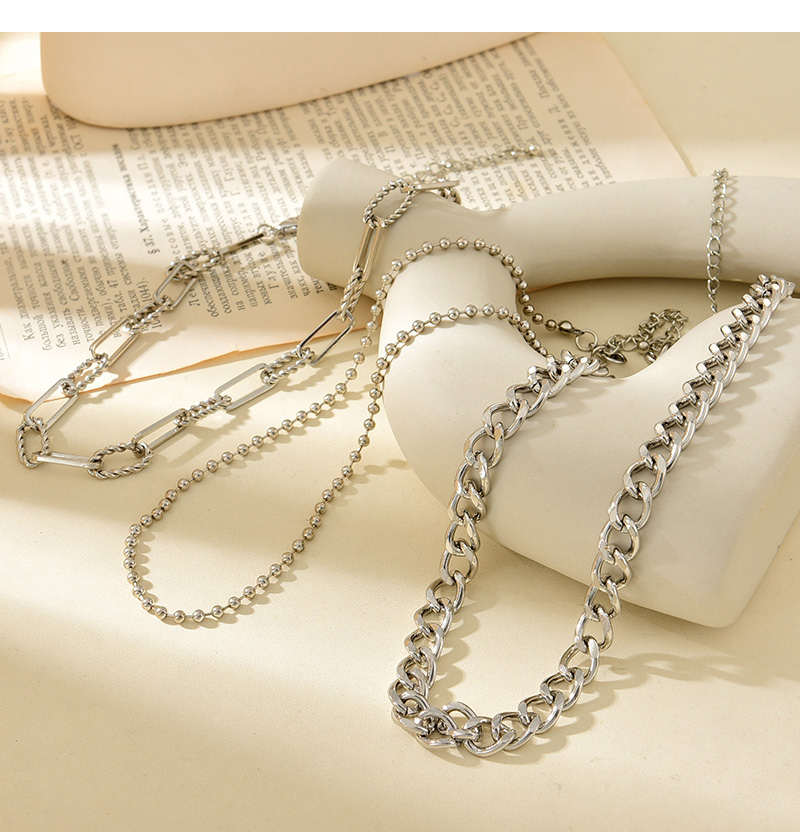 Fashion Silver Alloy Multi-layer Thick Chain Necklace,Chains