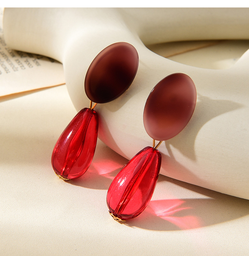 Fashion Red Alloy Resin Geometric Earrings,Stud Earrings