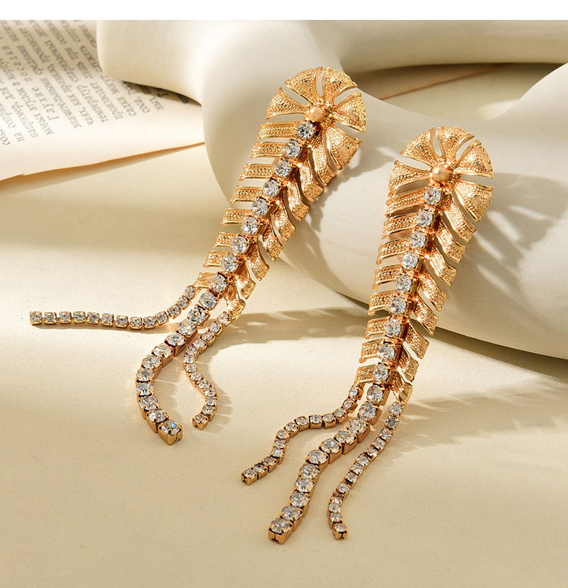 Fashion Gold Alloy Diamond Geometric Tassel Earrings,Drop Earrings