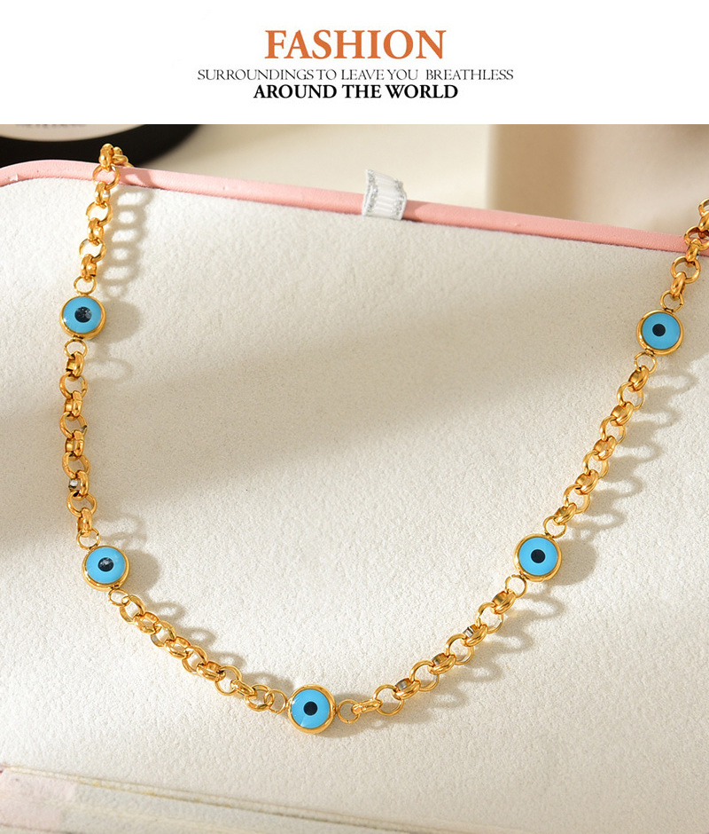 Fashion Gold Titanium Steel Dripping Eyes Thick Chain Necklace,Necklaces