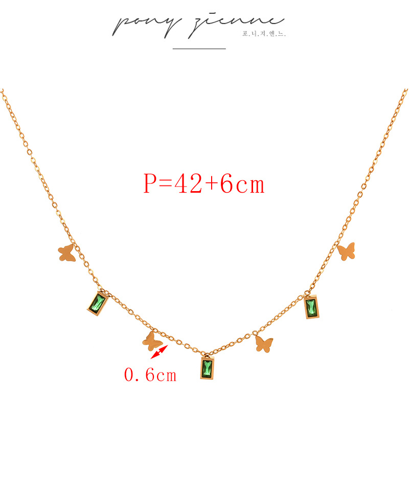 Fashion Gold Titanium Steel Inlaid Zirconium Square Pentagram Pendant Necklace,Necklaces