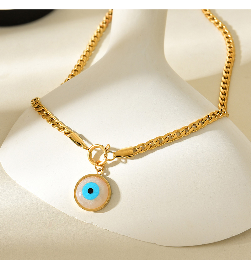 Fashion Gold Titanium Steel Shell Round Eye Pendant Thick Chain Necklace,Necklaces
