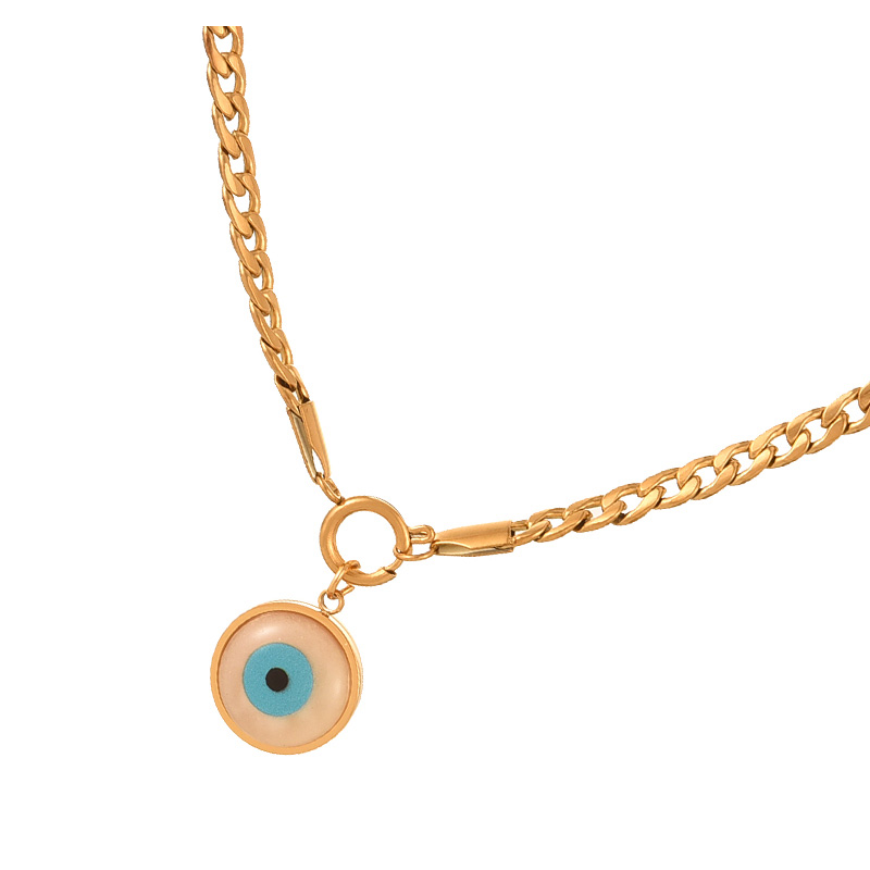 Fashion Gold Titanium Steel Shell Round Eye Pendant Thick Chain Necklace,Necklaces