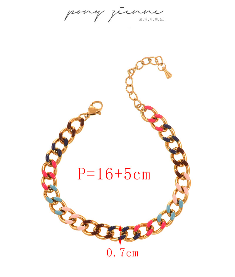 Fashion Gold Titanium Steel Oil Drop Color Matching Thick Chain Bracelet,Bracelets