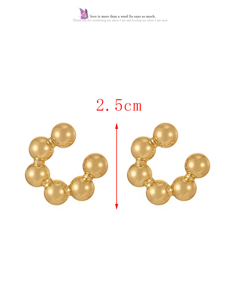 Fashion Golden 3 Copper Ball C-shaped Ear Cuff (2cm),Earrings