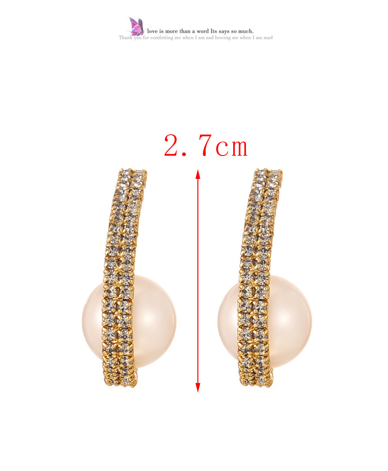 Fashion Silver Copper Inlaid Zirconium Pearl Geometric Stud Earrings,Earrings