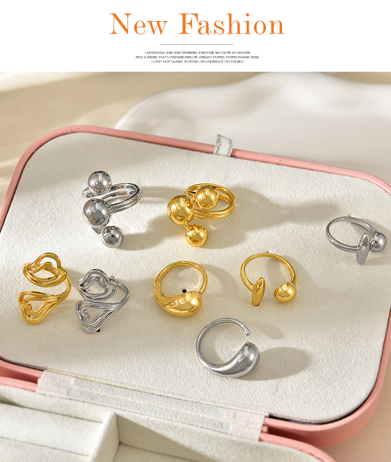 Fashion Golden 4 Copper Geometric Open Ring,Rings