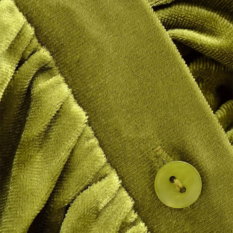 Fashion Green Cotton Velvet Lapel Smocked Skirt,Mini & Short Dresses