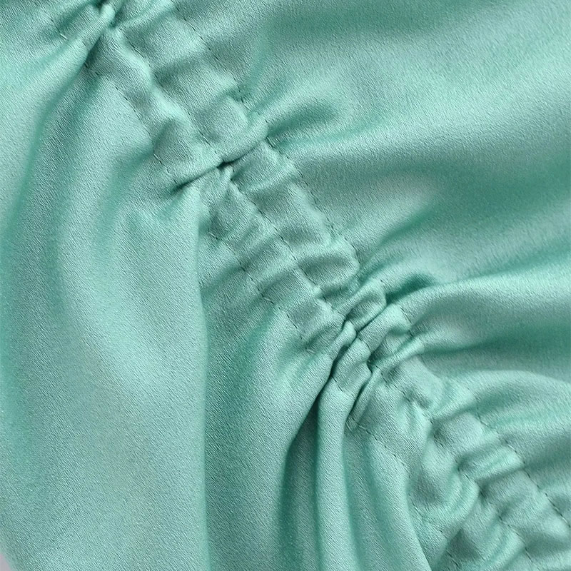 Fashion Aqua Blue Cotton Drawstring Lapel Buttoned Skirt,Mini & Short Dresses