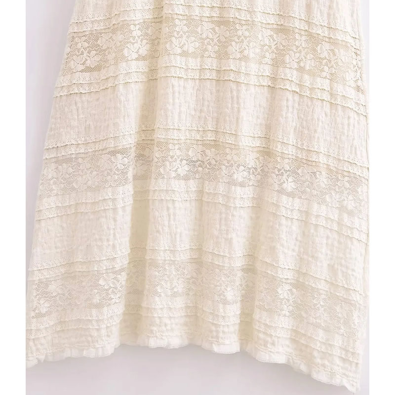 Fashion White Lace Strap Knee Length Dress,Knee Length