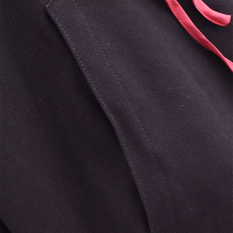 Fashion Black Polyester Embroidered Lace-up Sweatshirt,Sweatshirts