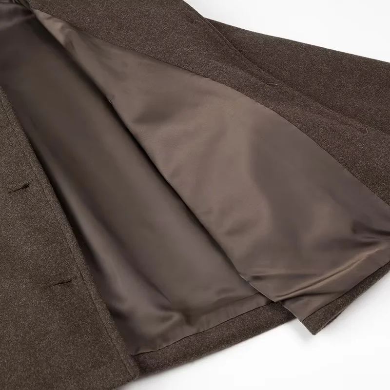 Fashion Brown Lapel Buttoned Jacket,Coat-Jacket
