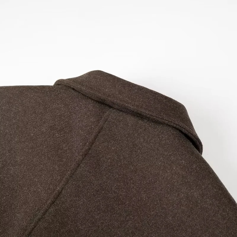 Fashion Brown Lapel Buttoned Jacket,Coat-Jacket