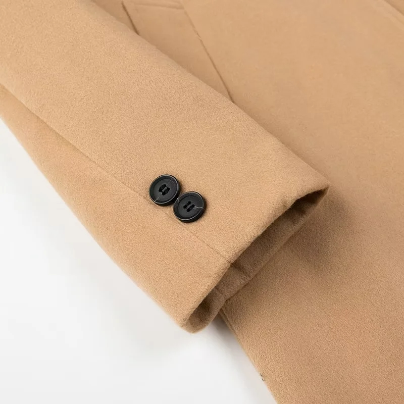 Fashion Dark Gray Lapel Buttoned Coat,Coat-Jacket