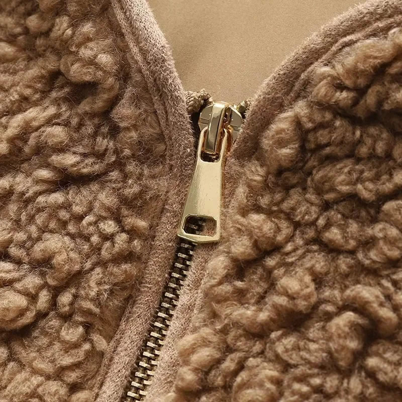 Fashion Khaki Cotton Zipped Jacket,Coat-Jacket